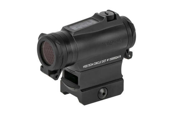 Holosun HE515CM Elite is a compact 2 MOA solar powered red dot sight with 65 MOA circle dot reticle
